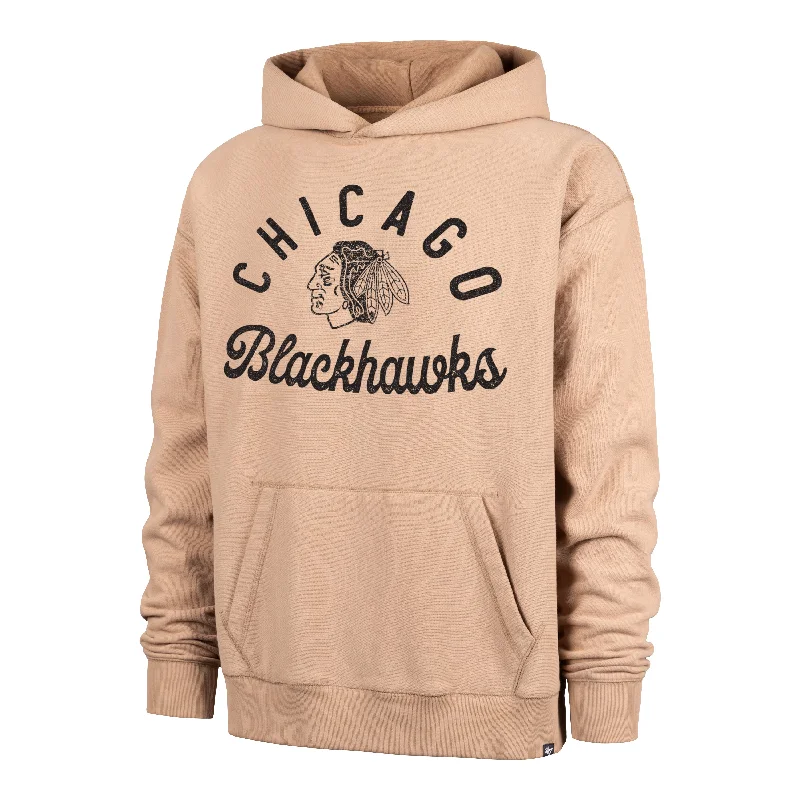 Tech - friendly men hoodie with a built - in headphone jack CHICAGO BLACKHAWKS DUSTED BOWLINE '47 FOUNDATION RIVER HOODIE Tech - friendly men hoodie with a built - in headphone jack CHICAGO BLACKHAWKS DUSTED BOWLINE '47 FOUNDATION RIVER HOODIE