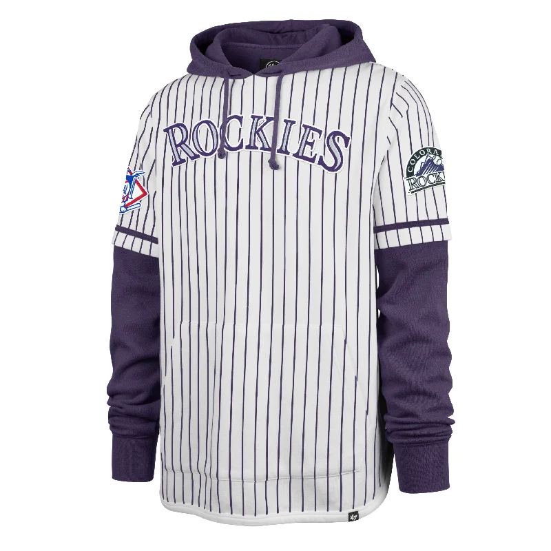 Slim - fit men hoodie to pair with skinny jeans COLORADO ROCKIES COOPERSTOWN PINSTRIPE DOUBLE HEADER '47 SHORTSTOP PULLOVER HOOD Slim - fit men hoodie to pair with skinny jeans COLORADO ROCKIES COOPERSTOWN PINSTRIPE DOUBLE HEADER '47 SHORTSTOP PULLOVER HOOD