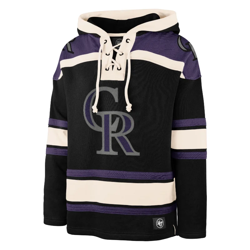 Fleece - lined men hoodie for extreme cold weather COLORADO ROCKIES '47 SUPERIOR LACER PULLOVER HOOD Fleece - lined men hoodie for extreme cold weather COLORADO ROCKIES '47 SUPERIOR LACER PULLOVER HOOD