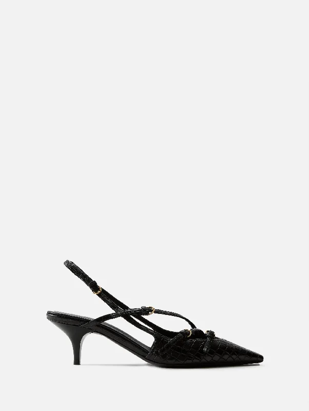 Women's cocktail party stiletto heel pumps with a unique pattern Decollete Buckle Slingback Women's cocktail party stiletto heel pumps with a unique pattern Decollete Buckle Slingback