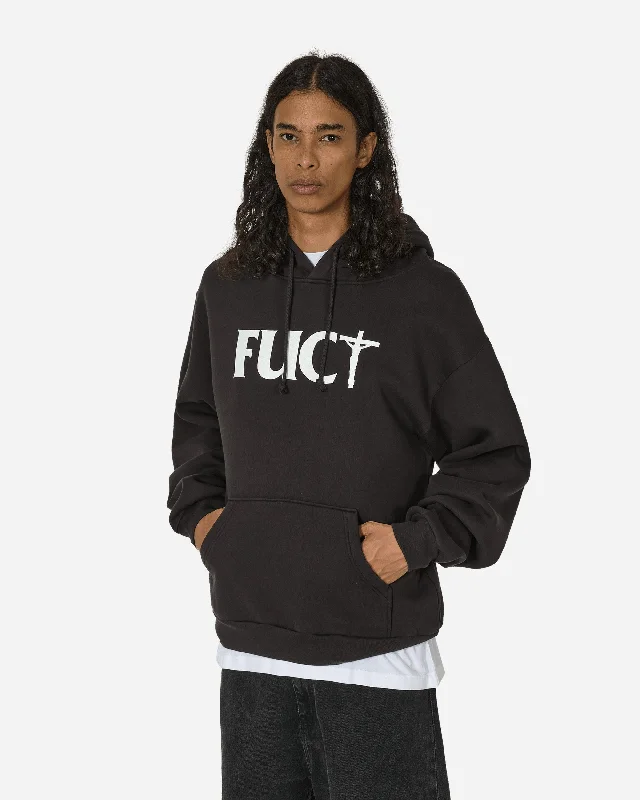 Men hoodie with a drawstring hood and adjustable hem Cross Hoodie Black