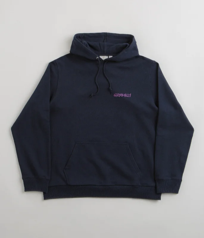 Solid - color men hoodie in trendy olive green Gramicci Carabiner Hoodie - Navy