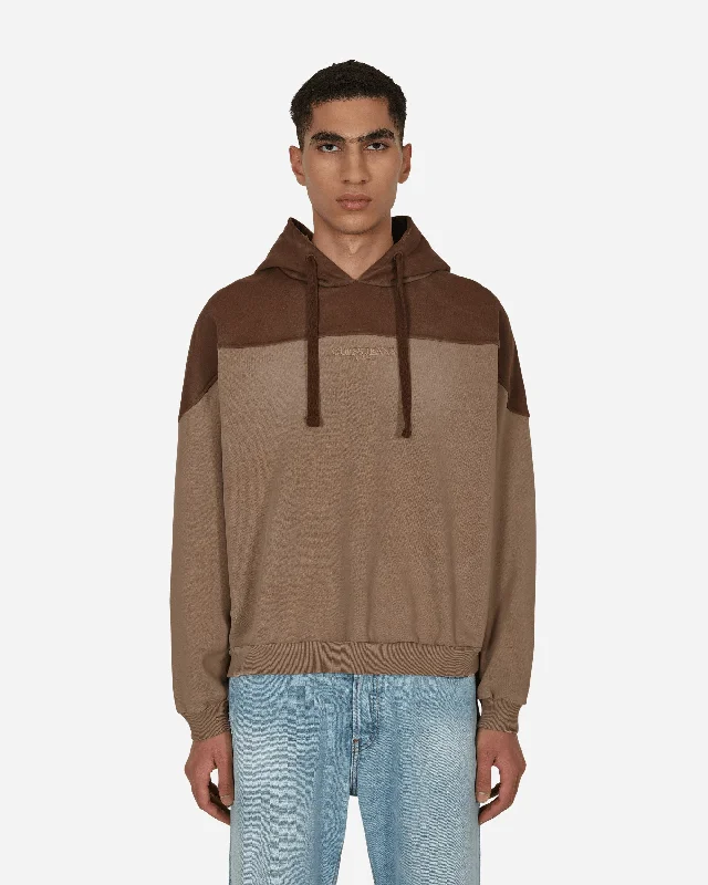 Thermal - insulated men hoodie for winter sports Two Tone Hooded Sweatshirt Brown