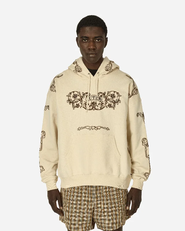 Retro - inspired men hoodie with a varsity logo Ancient Hoodie Dusty White