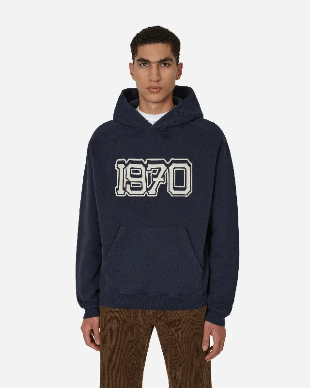 Men hoodie with a drawstring hood and adjustable hem Varsity Hooded Sweatshirt Blue