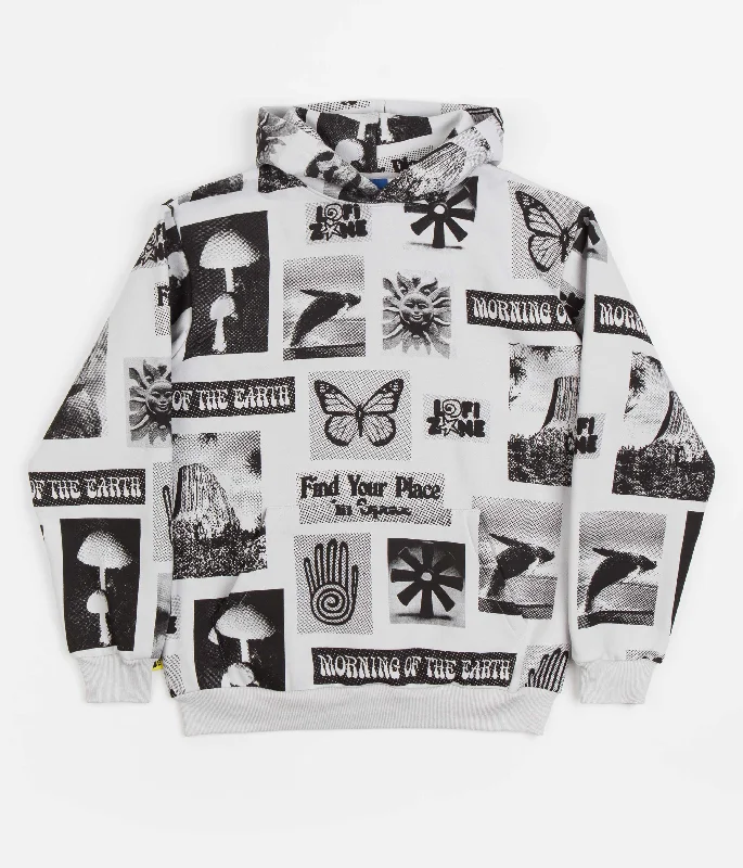 Luxury men hoodie made from cashmere - blend material Lo-Fi Earth All Over Print Hoodie - Cement Luxury men hoodie made from cashmere - blend material Lo-Fi Earth All Over Print Hoodie - Cement