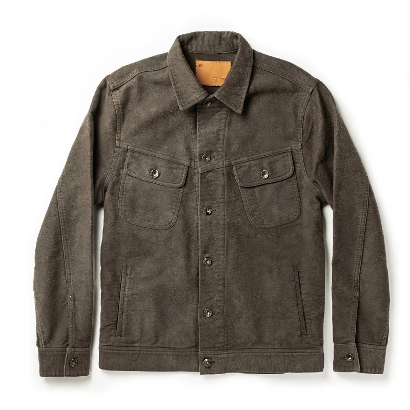 Embroidered men jackets with intricate floral designs for a unique aesthetic The Long Haul Jacket in Moss Brushed Reverse Sateen Embroidered men jackets with intricate floral designs for a unique aesthetic The Long Haul Jacket in Moss Brushed Reverse Sateen