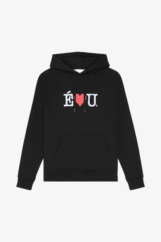 Camouflage - pattern men hoodie for outdoor enthusiasts LOOSE HOODIE É L U BLACK