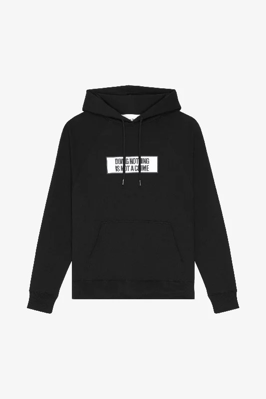 Solid - color men hoodie in trendy olive green LOOSE HOODIE NOT A CRIME BLACK