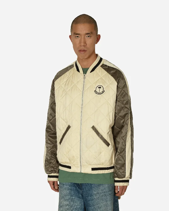 Bomber men jackets with ribbed cuffs for a classic 80s style Palm Angels Gosper Varsity Jacket Beige