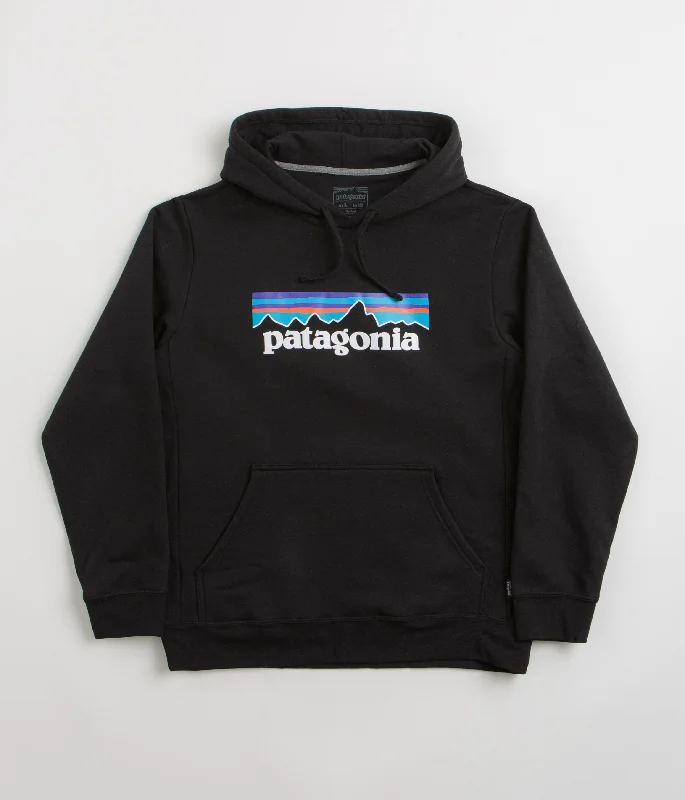 Slim - fit men hoodie to pair with skinny jeans Patagonia P-6 Logo Uprisal Hoodie - Black Slim - fit men hoodie to pair with skinny jeans Patagonia P-6 Logo Uprisal Hoodie - Black