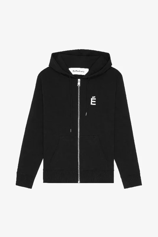 Tech - friendly men hoodie with a built - in headphone jack REGULAR ZIP HOODIE É BLACK Tech - friendly men hoodie with a built - in headphone jack REGULAR ZIP HOODIE É BLACK
