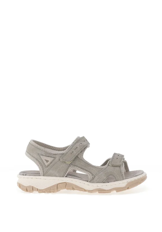 Rieker Printed Velcro Strap Sandals, Grey