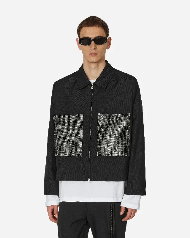 Men jackets with a media - friendly pocket for easy access to gadgets Patch Pocket Crop Jacket Black Men jackets with a media - friendly pocket for easy access to gadgets Patch Pocket Crop Jacket Black