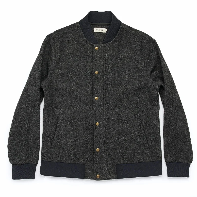 Lightweight men jackets made from recycled nylon for eco - friendly travel The Bomber Jacket in Charcoal Wool Lightweight men jackets made from recycled nylon for eco - friendly travel The Bomber Jacket in Charcoal Wool