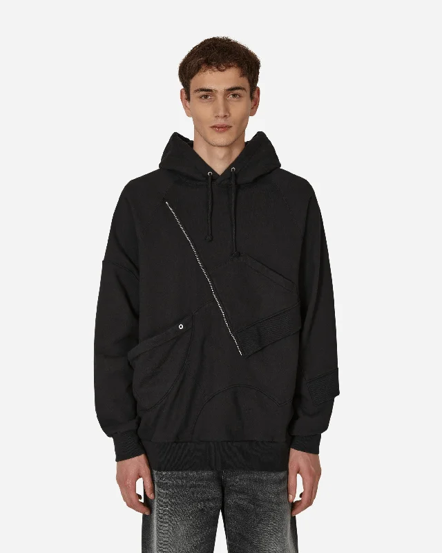 Water - resistant men hoodie for rainy days Panelled Hooded Sweatshirt Black
