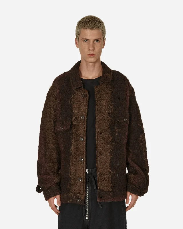 Plus - size men jackets with adjustable drawstrings for a comfortable fit Doomboh Trucker Jacket Brown Plus - size men jackets with adjustable drawstrings for a comfortable fit Doomboh Trucker Jacket Brown