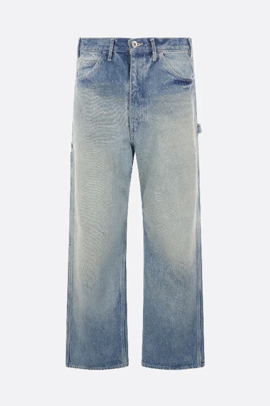 Plus Size Men's Bootcut Jeans with a Relaxed Waist for a Classic and Comfortable Fit stone-wash effect jeans in denim Plus Size Men's Bootcut Jeans with a Relaxed Waist for a Classic and Comfortable Fit stone-wash effect jeans in denim