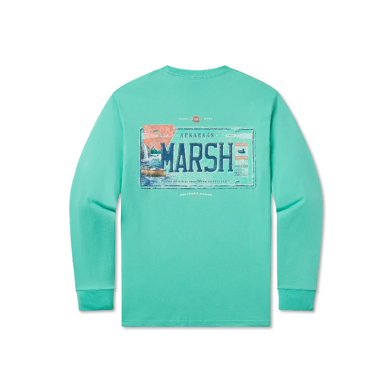 Men's moisture wicking long sleeve athletic shirts for running marathons Backroads Collection Tee - Arkansas - Long Sleeve Men's moisture wicking long sleeve athletic shirts for running marathons Backroads Collection Tee - Arkansas - Long Sleeve
