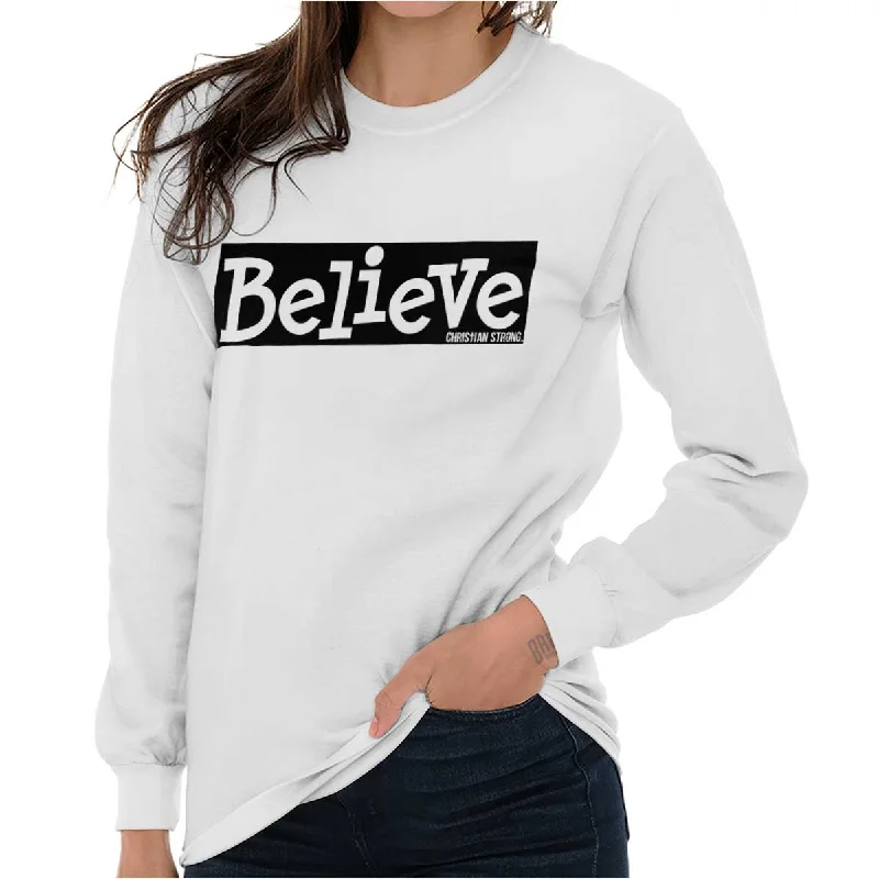 Men's long sleeve thermal shirts with thumbholes for extra warmth Believe Christian Strong Long Sleeve T-Shirt Men's long sleeve thermal shirts with thumbholes for extra warmth Believe Christian Strong Long Sleeve T-Shirt