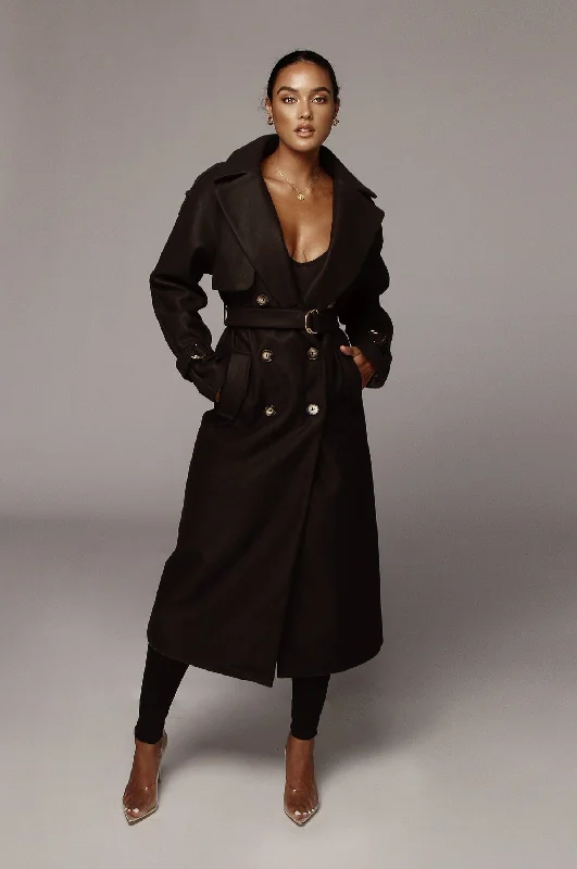 Men coats with a contrasting trim for a fashion - forward aesthetic Black Beverly Trench Coat Men coats with a contrasting trim for a fashion - forward aesthetic Black Beverly Trench Coat