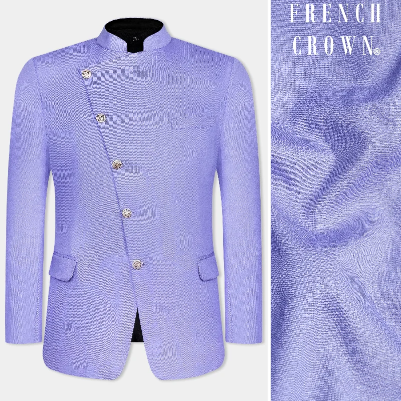 Men Blazers with New Year's Eve - Themed Prints for Festive Parties Men Blazers with New Year's Eve - Themed Prints for Festive Parties Chetwode Purple Cross Placket Premium Cotton Bandhgala Blazer Men Blazers with New Year's Eve - Themed Prints for Festive Parties Men Blazers with New Year's Eve - Themed Prints for Festive Parties Chetwode Purple Cross Placket Premium Cotton Bandhgala Blazer