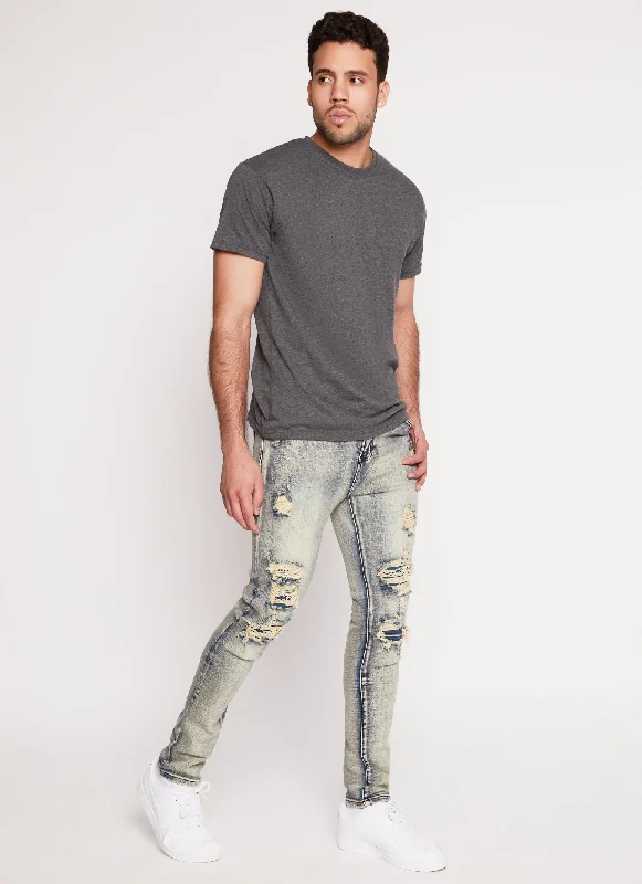  Mens Skinny Rip and Repair Jeans