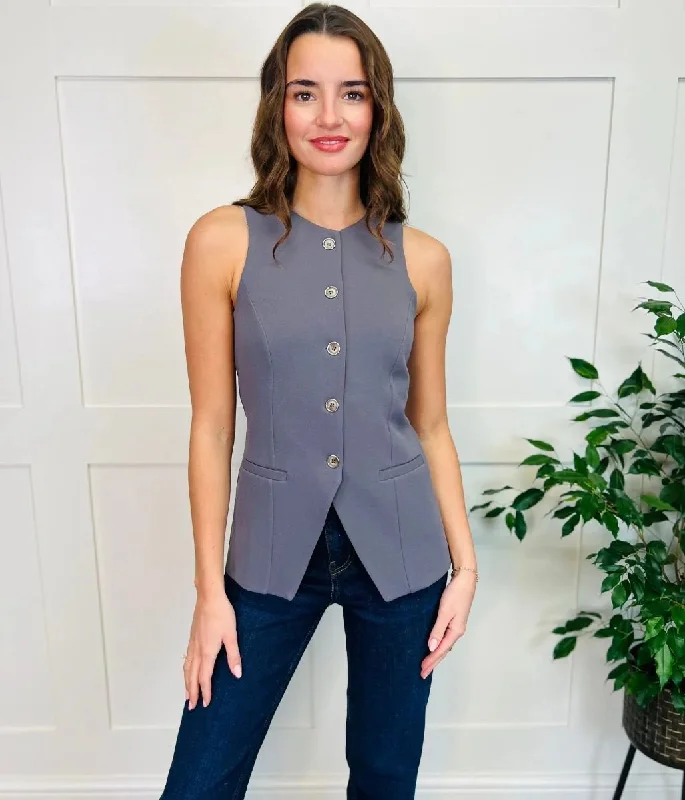 Men coats made from recycled materials for an eco - friendly choice Grey Tailored Longline Waistcoat Men coats made from recycled materials for an eco - friendly choice Grey Tailored Longline Waistcoat