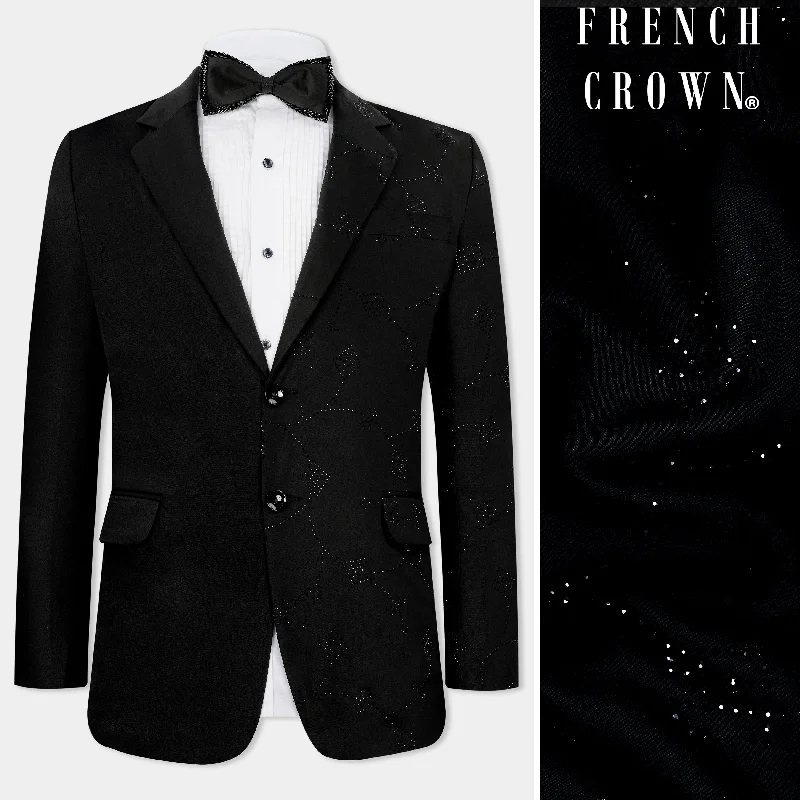 Leather Men Blazers for a Rock - n - Roll Vibe Leather Men Blazers for a Rock - n - Roll Vibe Half Solid Black and Half Tikki Work Wool Rich Designer Blazer Leather Men Blazers for a Rock - n - Roll Vibe Leather Men Blazers for a Rock - n - Roll Vibe Half Solid Black and Half Tikki Work Wool Rich Designer Blazer