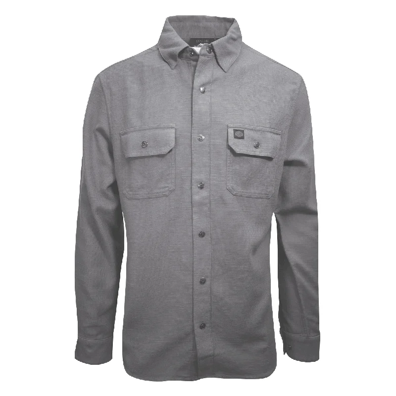 Men's anti - wrinkle long sleeve travel shirts for hassle - free trips Branded Men's Solid Grey Snap On Button L/S Woven Shirt (S10) Men's anti - wrinkle long sleeve travel shirts for hassle - free trips Branded Men's Solid Grey Snap On Button L/S Woven Shirt (S10)