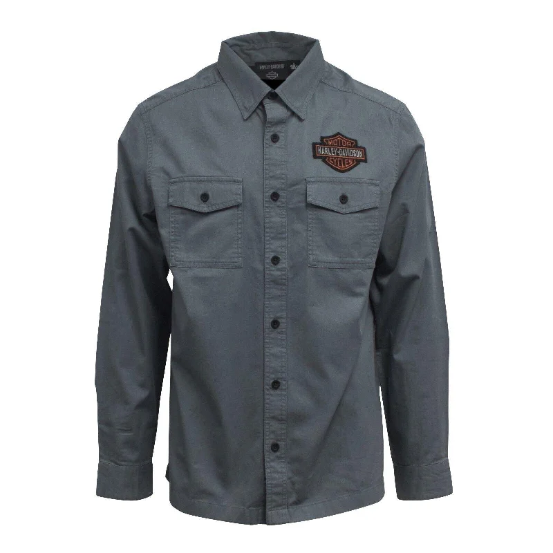 Men's anti - wrinkle long sleeve travel shirts for hassle - free trips Branded Men's Stormy Weather Bar & Shield L/S Woven Shirt (S52A) Men's anti - wrinkle long sleeve travel shirts for hassle - free trips Branded Men's Stormy Weather Bar & Shield L/S Woven Shirt (S52A)