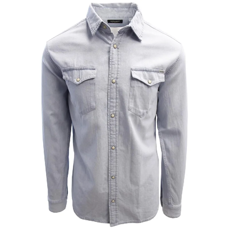 Men's long sleeve military - style utility shirts with multiple pockets Jack & Jones Men's Light Blue Denim Slim Sheridan L/S Shirt Men's long sleeve military - style utility shirts with multiple pockets Jack & Jones Men's Light Blue Denim Slim Sheridan L/S Shirt