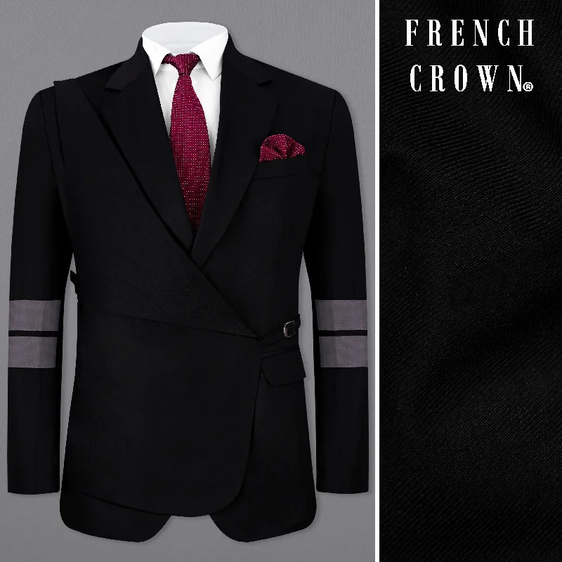 Velvet Men Blazers in Rich Colors Velvet Men Blazers in Rich Colors Jade Black Patch Work Designer Blazer with Belt Closure Velvet Men Blazers in Rich Colors Velvet Men Blazers in Rich Colors Jade Black Patch Work Designer Blazer with Belt Closure