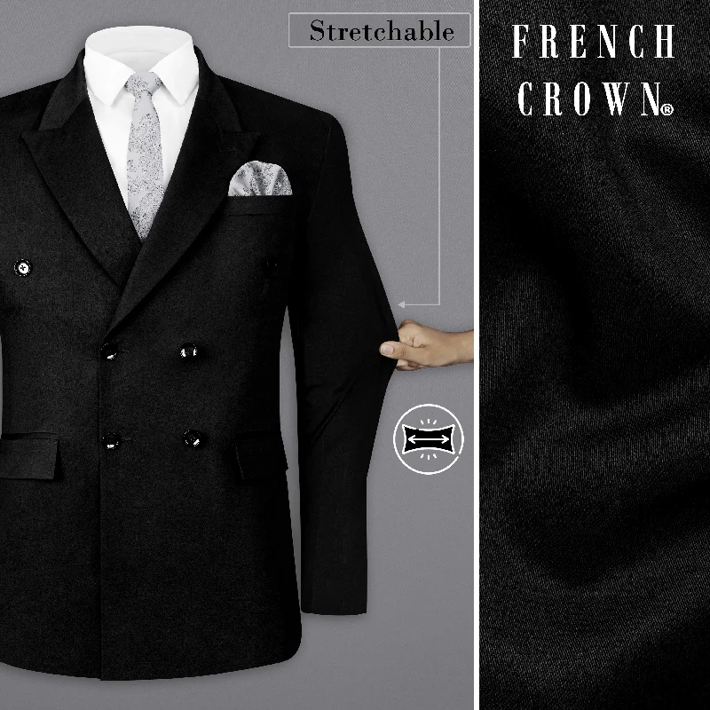 Men Blazers for Gardening in Comfortable and Washable Fabrics Men Blazers for Gardening in Comfortable and Washable Fabrics Jade Black Solid Stretchable Premium Cotton Double Breasted traveler Blazer Men Blazers for Gardening in Comfortable and Washable Fabrics Men Blazers for Gardening in Comfortable and Washable Fabrics Jade Black Solid Stretchable Premium Cotton Double Breasted traveler Blazer