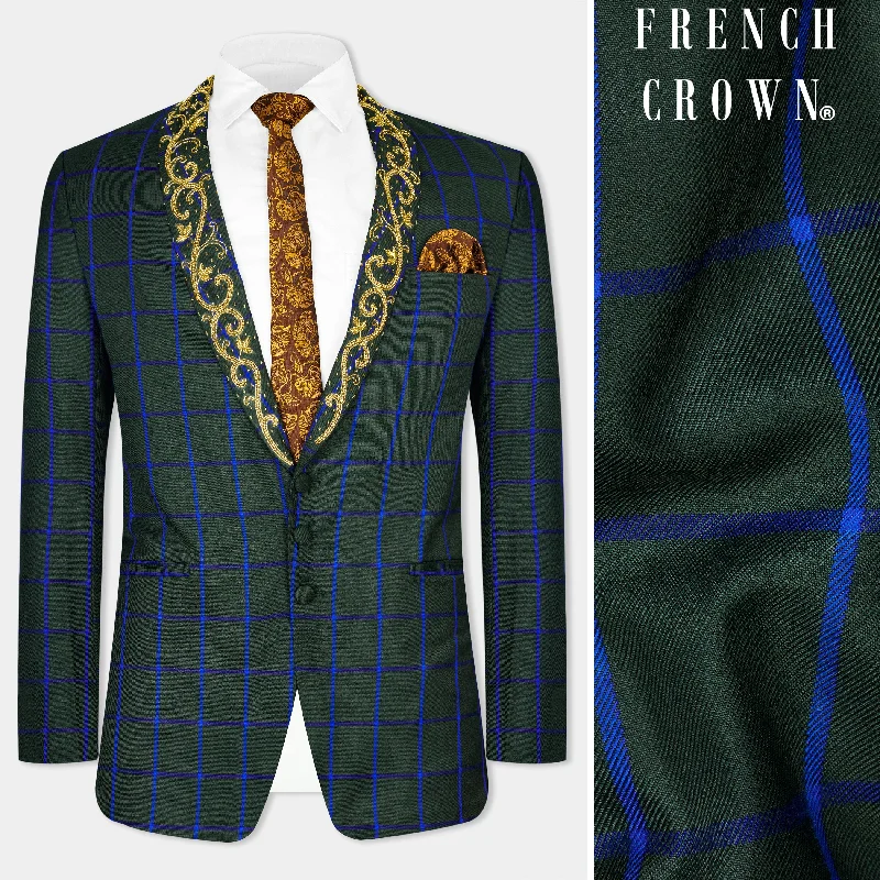 Leather Men Blazers for a Rock - n - Roll Vibe Leather Men Blazers for a Rock - n - Roll Vibe Kombu Green Checkered Wool Rich Blazer Leather Men Blazers for a Rock - n - Roll Vibe Leather Men Blazers for a Rock - n - Roll Vibe Kombu Green Checkered Wool Rich Blazer