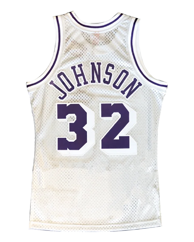 Men's Moisture - Wicking Lacrosse Jerseys with Mesh Panels for Optimal Performance on the Field Los Angeles Lakers Platinum Magic Johnson Swingman Jersey Men's Moisture - Wicking Lacrosse Jerseys with Mesh Panels for Optimal Performance on the Field Los Angeles Lakers Platinum Magic Johnson Swingman Jersey