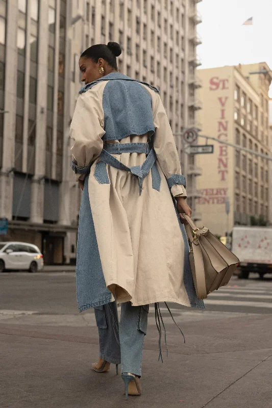 Men coats with a wind - resistant outer layer for blustery weather Light Wash Denim Leighton Belted Contrast Coat Men coats with a wind - resistant outer layer for blustery weather Light Wash Denim Leighton Belted Contrast Coat