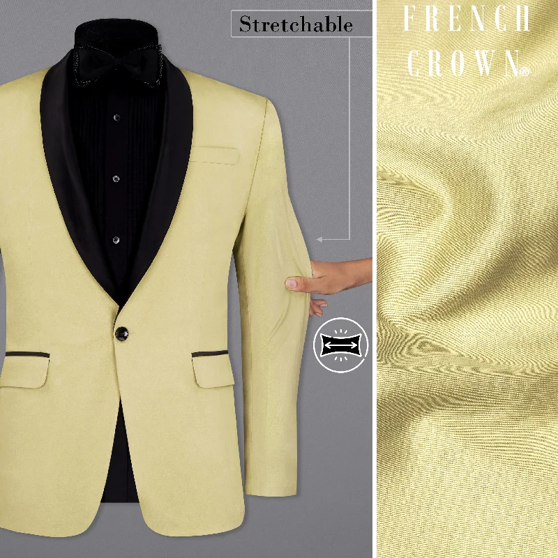 Men Blazers for Weddings as Groom's Attire​ Men Blazers for Weddings as Groom's Attire​ Maize Cream Tuxedo Premium Cotton Stretchable traveler Blazer