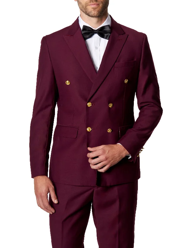 Men Blazers for Business Trips in Travel - friendly and Wrinkle - Free Fabrics Men Blazers for Business Trips in Travel - friendly and Wrinkle - Free Fabrics MAROON DOUBLE BREASTED GOLD BUTTON JACKET Men Blazers for Business Trips in Travel - friendly and Wrinkle - Free Fabrics Men Blazers for Business Trips in Travel - friendly and Wrinkle - Free Fabrics MAROON DOUBLE BREASTED GOLD BUTTON JACKET