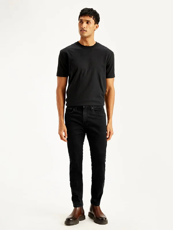 Men's Distressed Jeans with Patches for a Retro and DIY - Inspired Appearance Men's 512 Slim Tapered Fit Black Jeans Men's Distressed Jeans with Patches for a Retro and DIY - Inspired Appearance Men's 512 Slim Tapered Fit Black Jeans