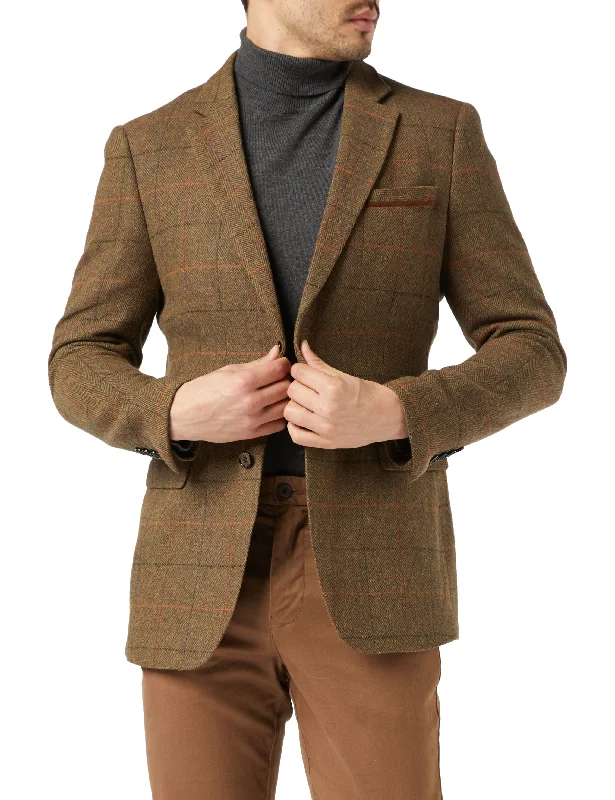 Notch - Lapel Men Blazers for a Standard Look Notch - Lapel Men Blazers for a Standard Look JARVIS - Tweed Check Tan Blazer Notch - Lapel Men Blazers for a Standard Look Notch - Lapel Men Blazers for a Standard Look JARVIS - Tweed Check Tan Blazer