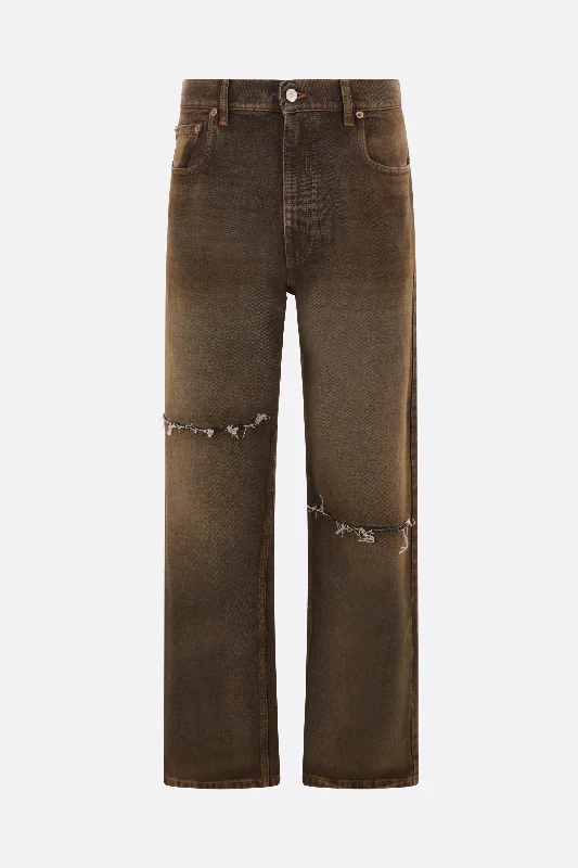 Men's High - Waisted Jeans in a Medium Wash for a Vintage - Style Revival distressed denim jeans Men's High - Waisted Jeans in a Medium Wash for a Vintage - Style Revival distressed denim jeans