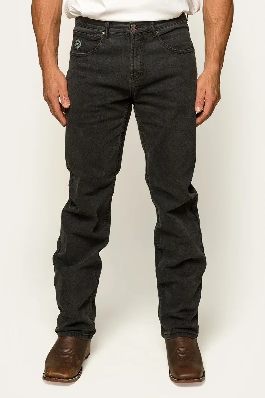 Men's High - Waisted Jeans in a Medium Wash for a Vintage - Style Revival Muster Mens Slim Straight Fit Jeans - Black Men's High - Waisted Jeans in a Medium Wash for a Vintage - Style Revival Muster Mens Slim Straight Fit Jeans - Black