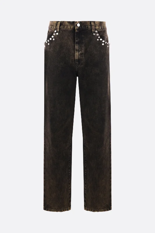Men's Jeans with a Zip - Off Lower Leg for Convertible Style Warkworth denim jeans with metal rivets Men's Jeans with a Zip - Off Lower Leg for Convertible Style Warkworth denim jeans with metal rivets
