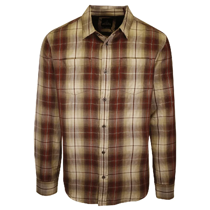 Men's waterproof long sleeve rain shirts for outdoor hiking in the rain prAna Men's Red Brown Gold Cream Plaid L/S Woven Shirt (S56) Men's waterproof long sleeve rain shirts for outdoor hiking in the rain prAna Men's Red Brown Gold Cream Plaid L/S Woven Shirt (S56)