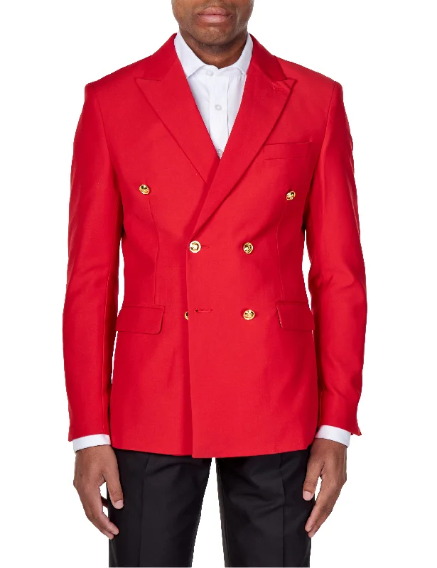 Polyester Men Blazers with Wrinkle - Resistant Finish Polyester Men Blazers with Wrinkle - Resistant Finish RED DOUBLE BREASTED GOLD BUTTON JACKET Polyester Men Blazers with Wrinkle - Resistant Finish Polyester Men Blazers with Wrinkle - Resistant Finish RED DOUBLE BREASTED GOLD BUTTON JACKET