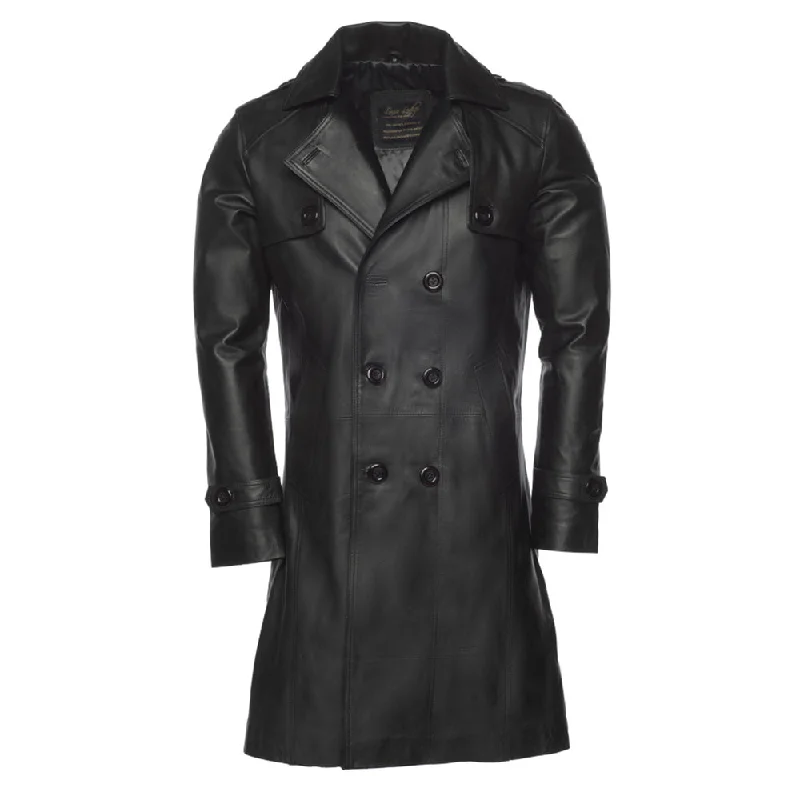 Slim - fit men coats in navy blue for a classic and sophisticated appearance Reiner Black Buttoned up Long coat
