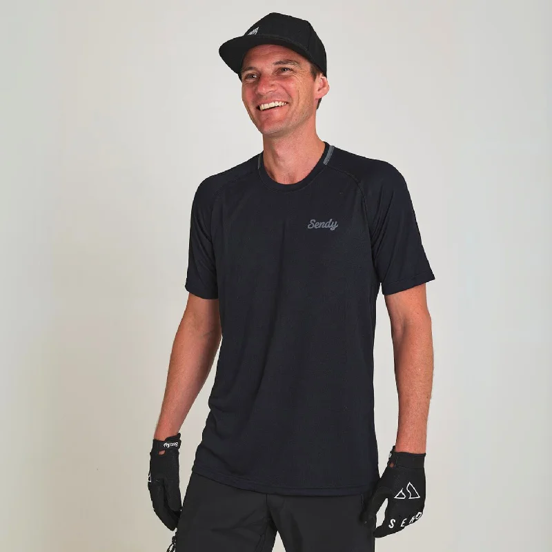 Men's Cycling Jerseys with Reflective Stripes for Safe and Stylish Rides at Night Send It Adults Short Sleeved MTB Jersey | Black 23 Men's Cycling Jerseys with Reflective Stripes for Safe and Stylish Rides at Night Send It Adults Short Sleeved MTB Jersey | Black 23