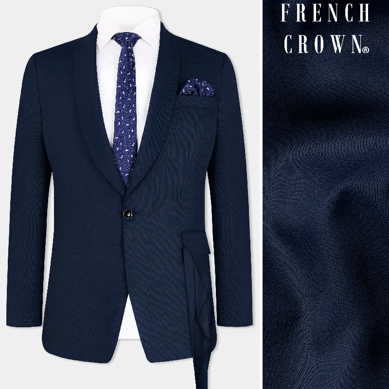Men Blazers with Military - Style Patterns for a Tough Look​ Men Blazers with Military - Style Patterns for a Tough Look​ Space Cadet Blue Wool Rich Designer Blazer