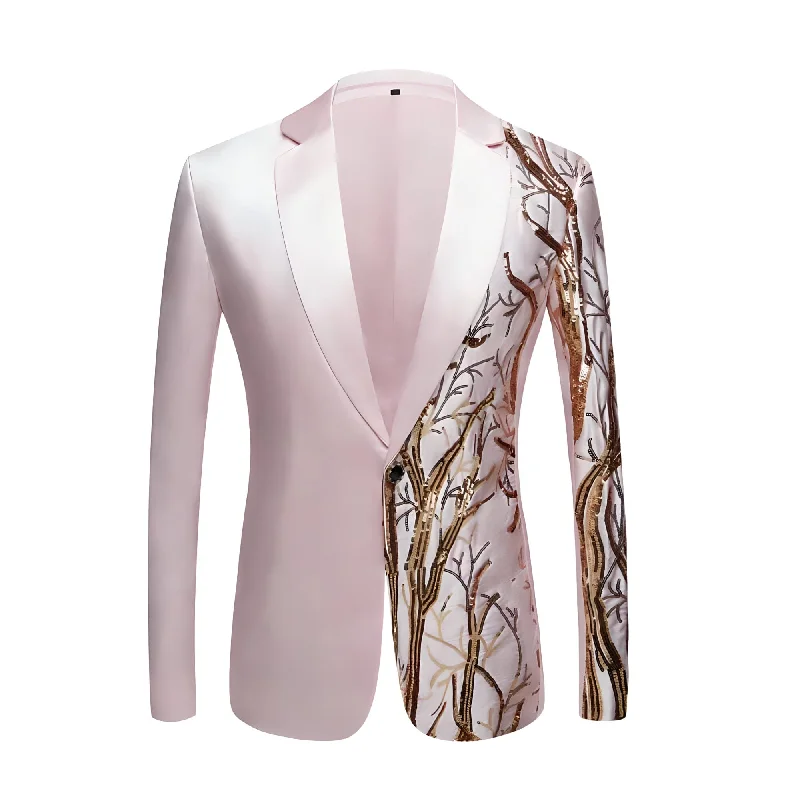 Men Blazers with Tribal Prints for an Exotic Touch​ Men Blazers with Tribal Prints for an Exotic Touch​ The Meridian Slim Fit Blazer Suit Jacket - Pearl Pink